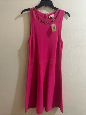 MICHAEL Michael Kors Hot Pink Sleeveless Dress with Gold Chain